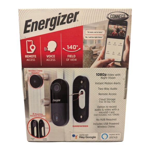Energizer Smart Wi-Fi 1080p Video Doorbell with Chime Set - Picture 2 of 5